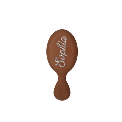 mini custom hair brush in brown